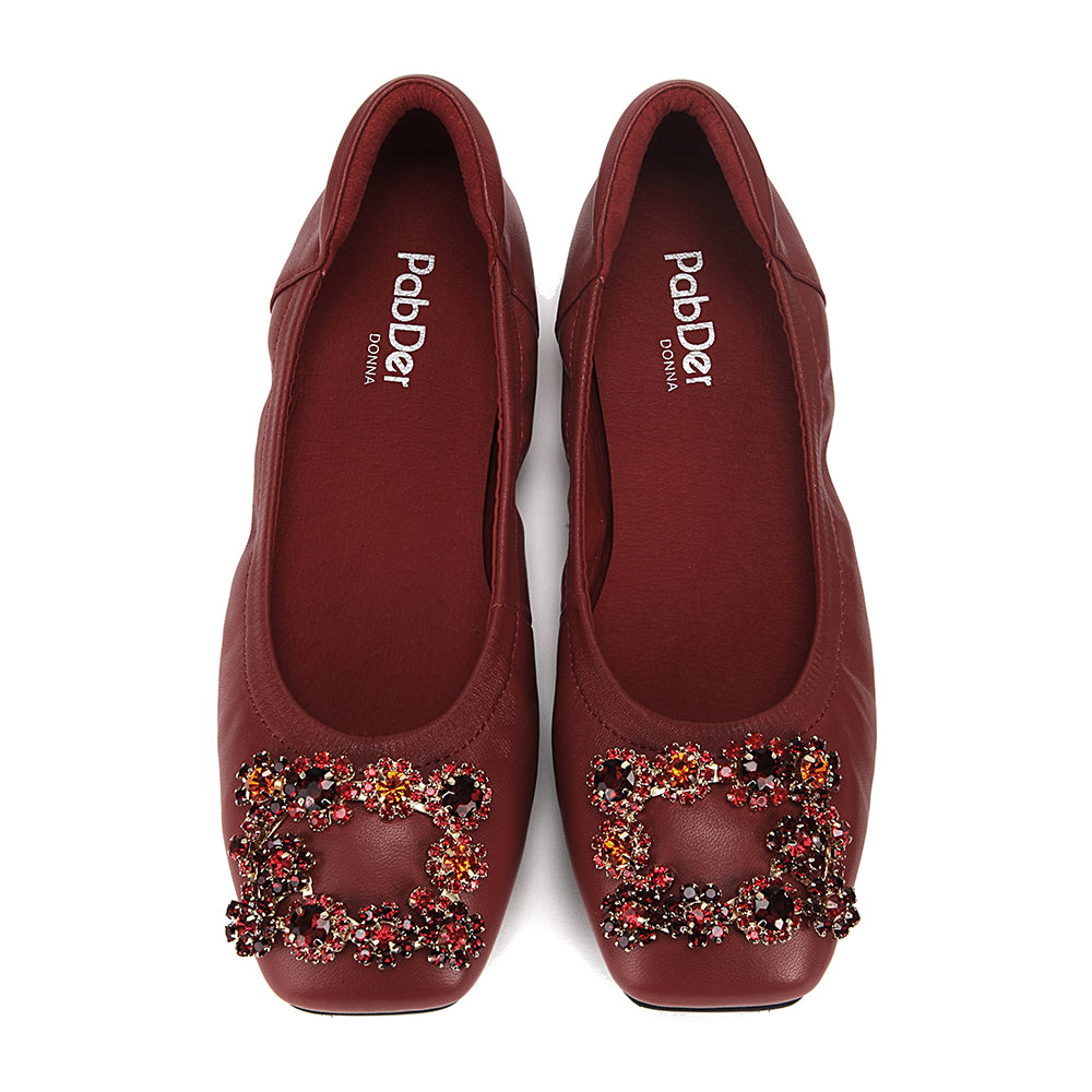 Rhinestone Square Toe Flats