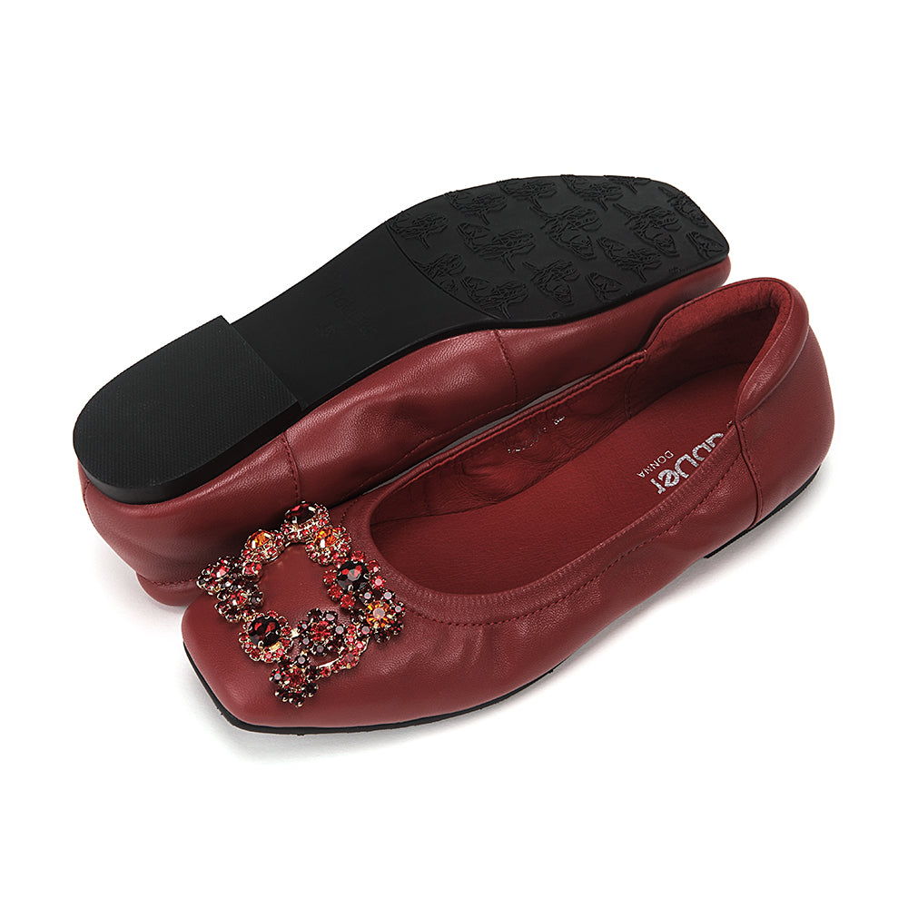 Rhinestone Square Toe Flats