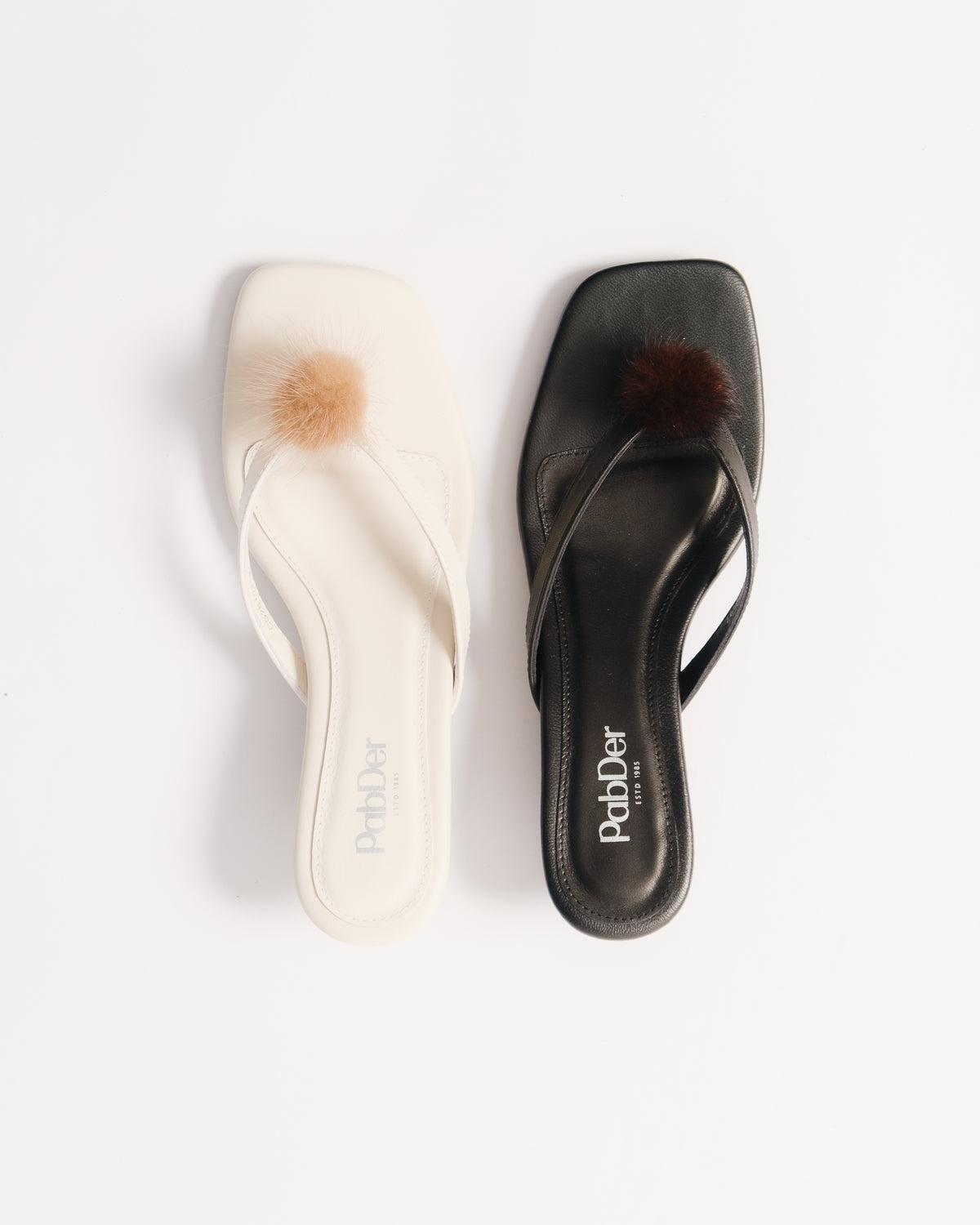 Pom-pom Square Toe Kitten Heel Sandals CS26102