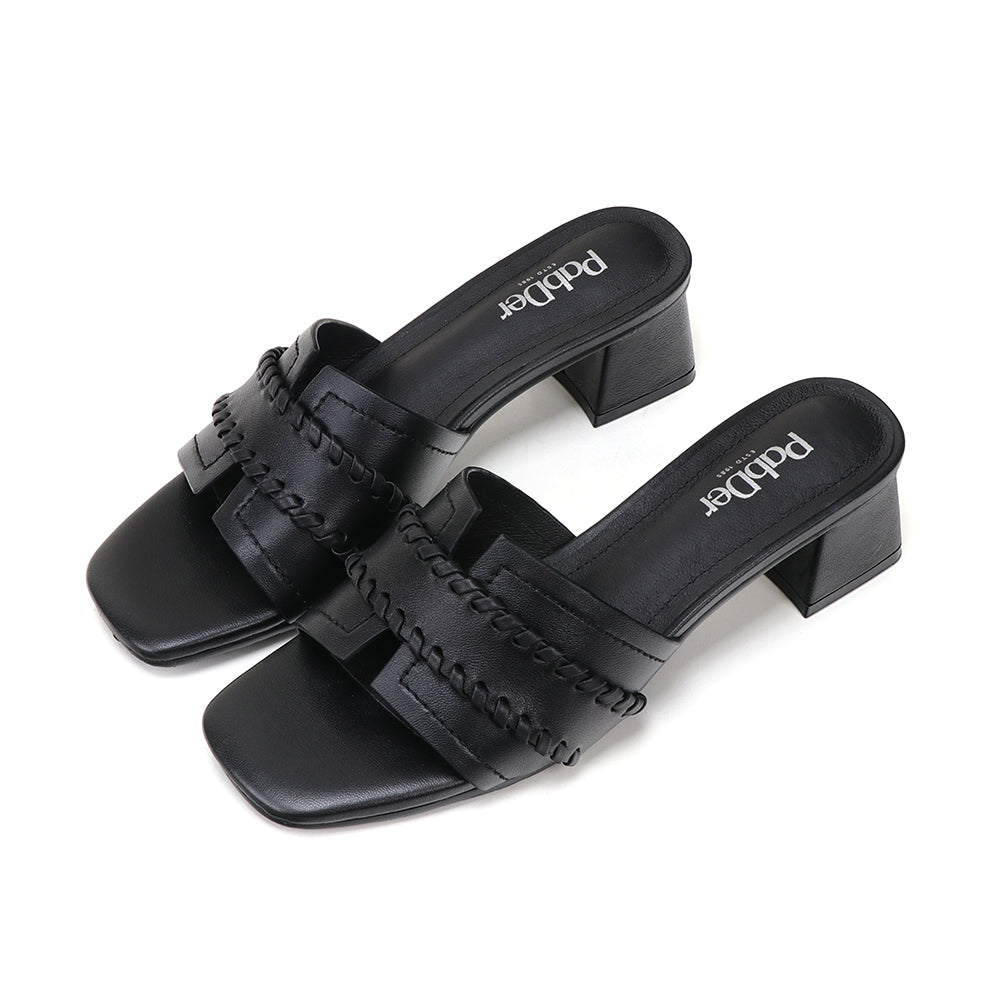 Genuine Leather Block Heeled 2in Sandals