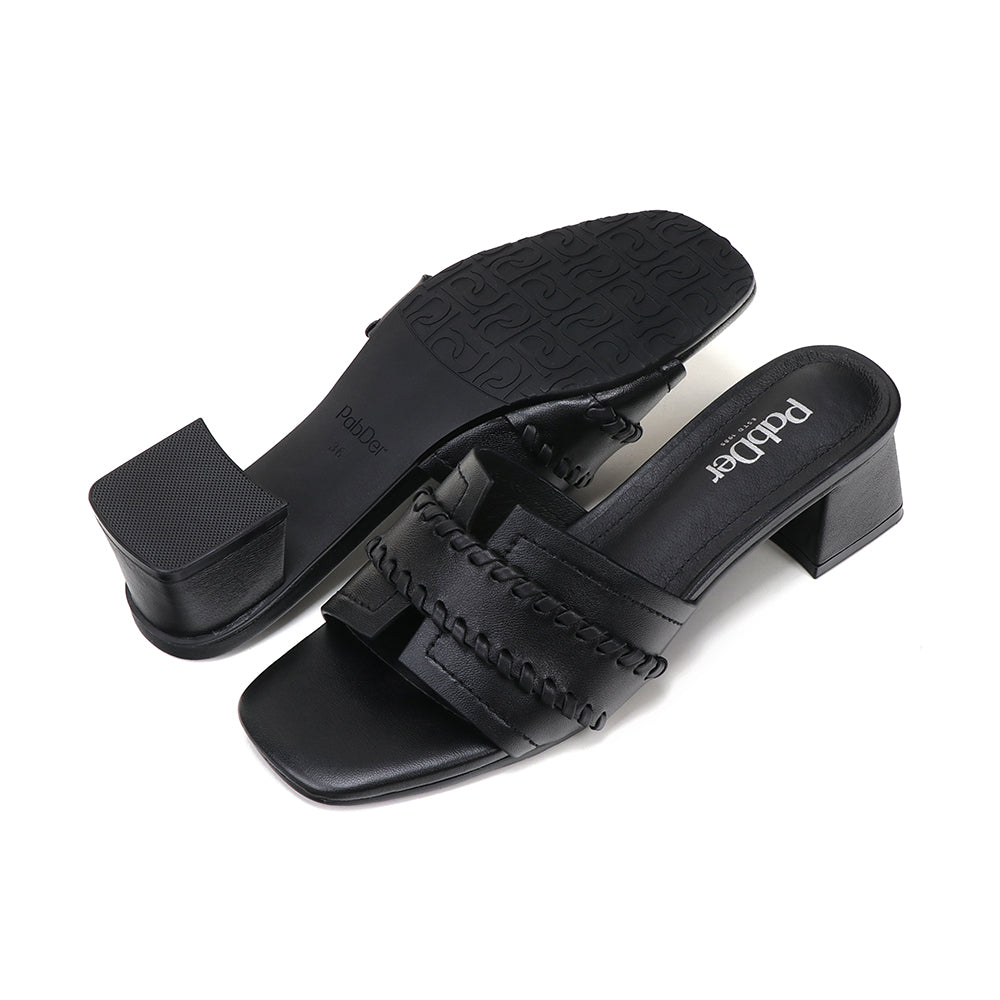 Genuine Leather Block Heeled 2in Sandals