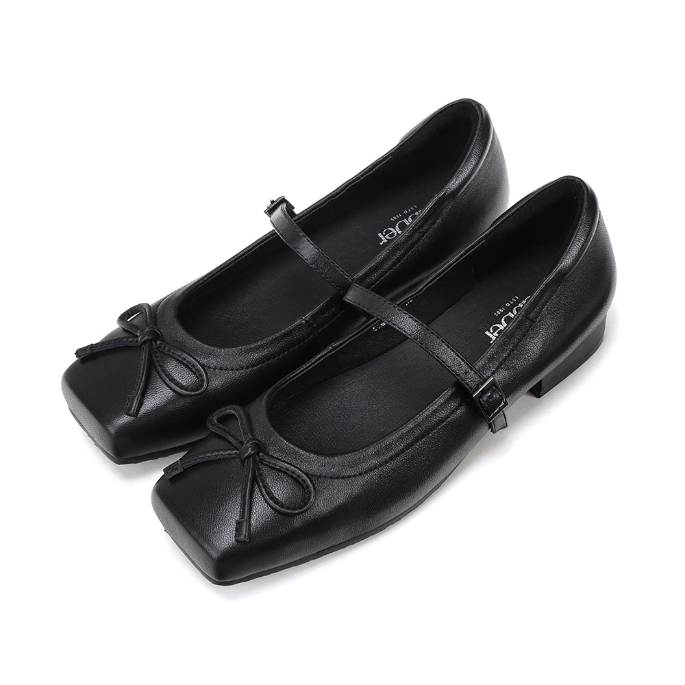 Genuine Leather Square Toe 1.5in Heel Mary Jane