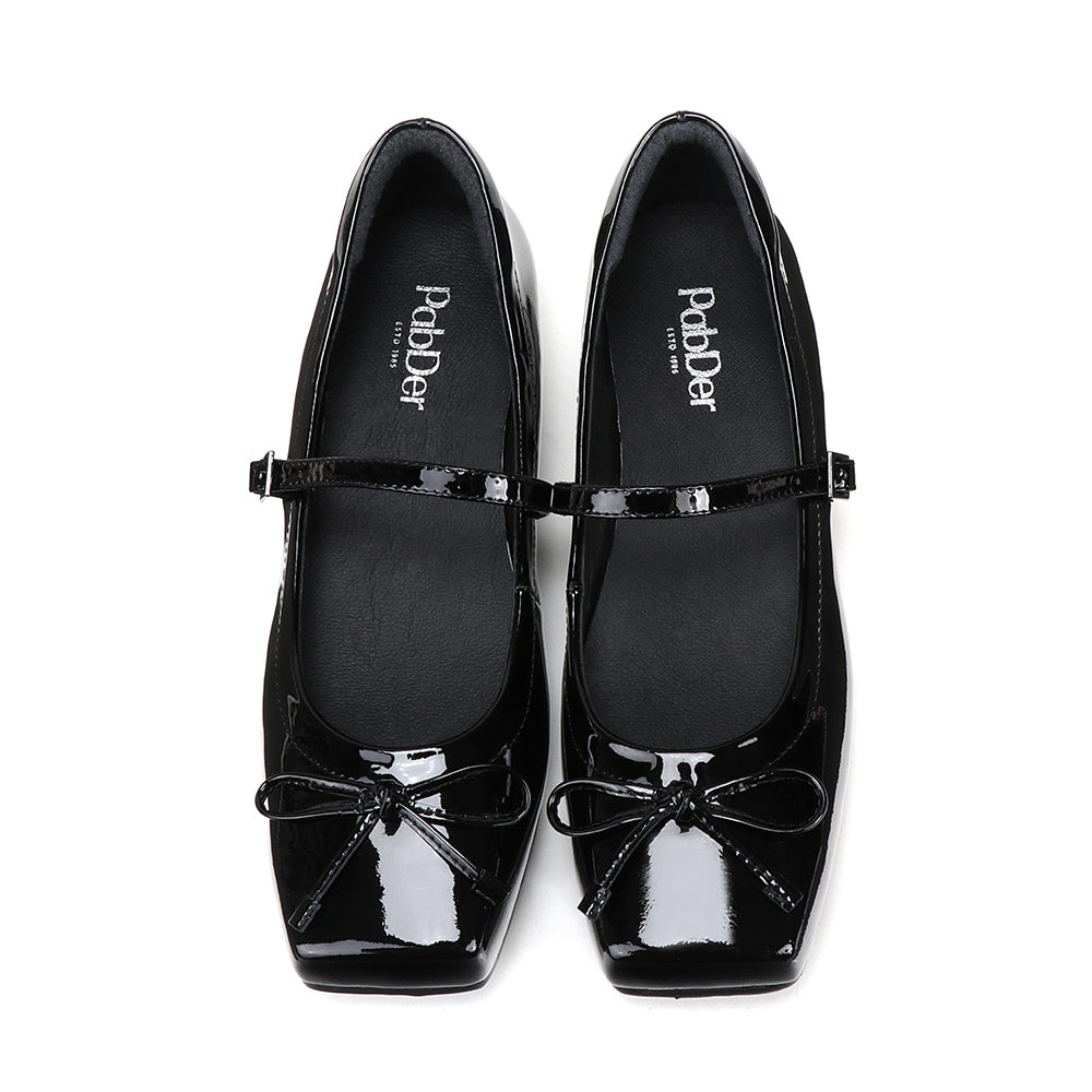 Lacquer High Shine Leather Square Toe 1.5in Heel Mary Jane