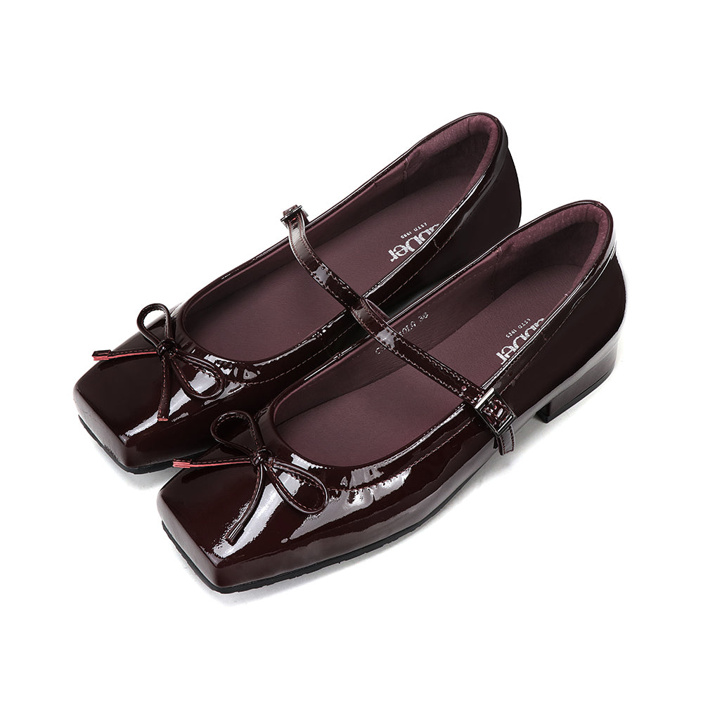 Lacquer High Shine Leather Square Toe 1.5in Heel Mary Jane
