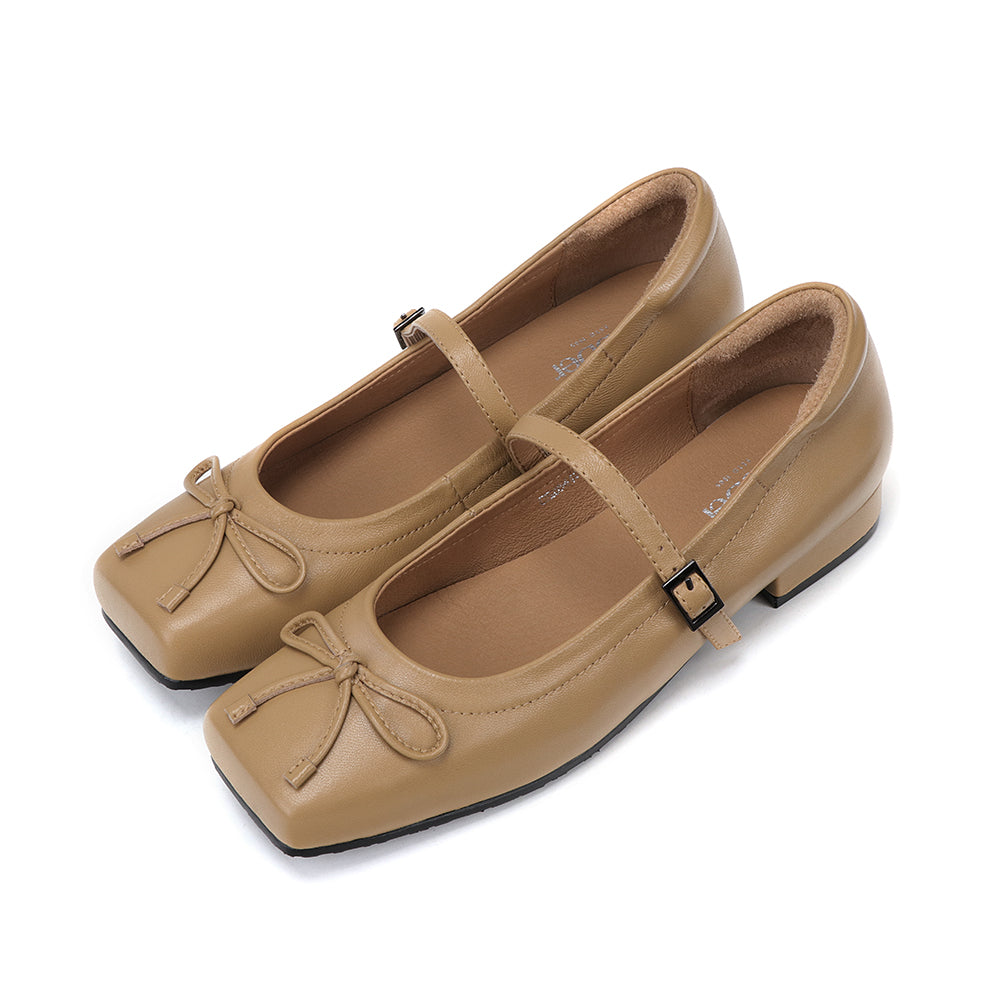 Genuine Leather Square Toe 1.5in Heel Mary Jane