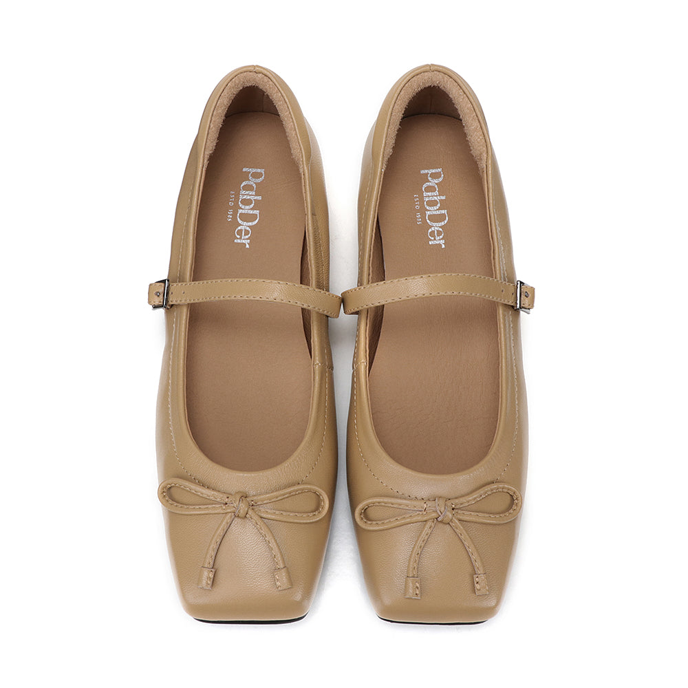Genuine Leather Square Toe 1.5in Heel Mary Jane