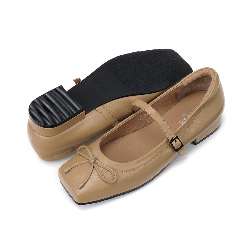 Genuine Leather Square Toe 1.5in Heel Mary Jane
