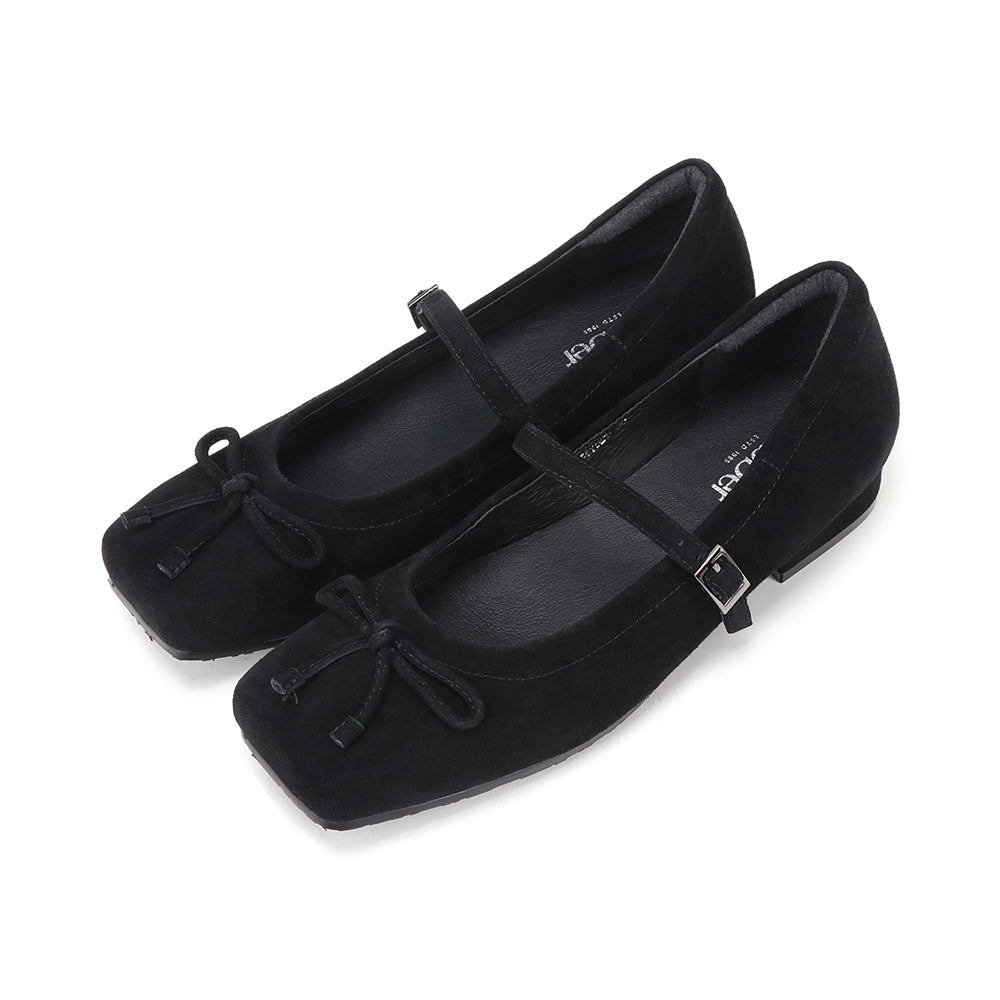 Genuine Suede Leather Square Toe 1.5in Heel Mary Jane