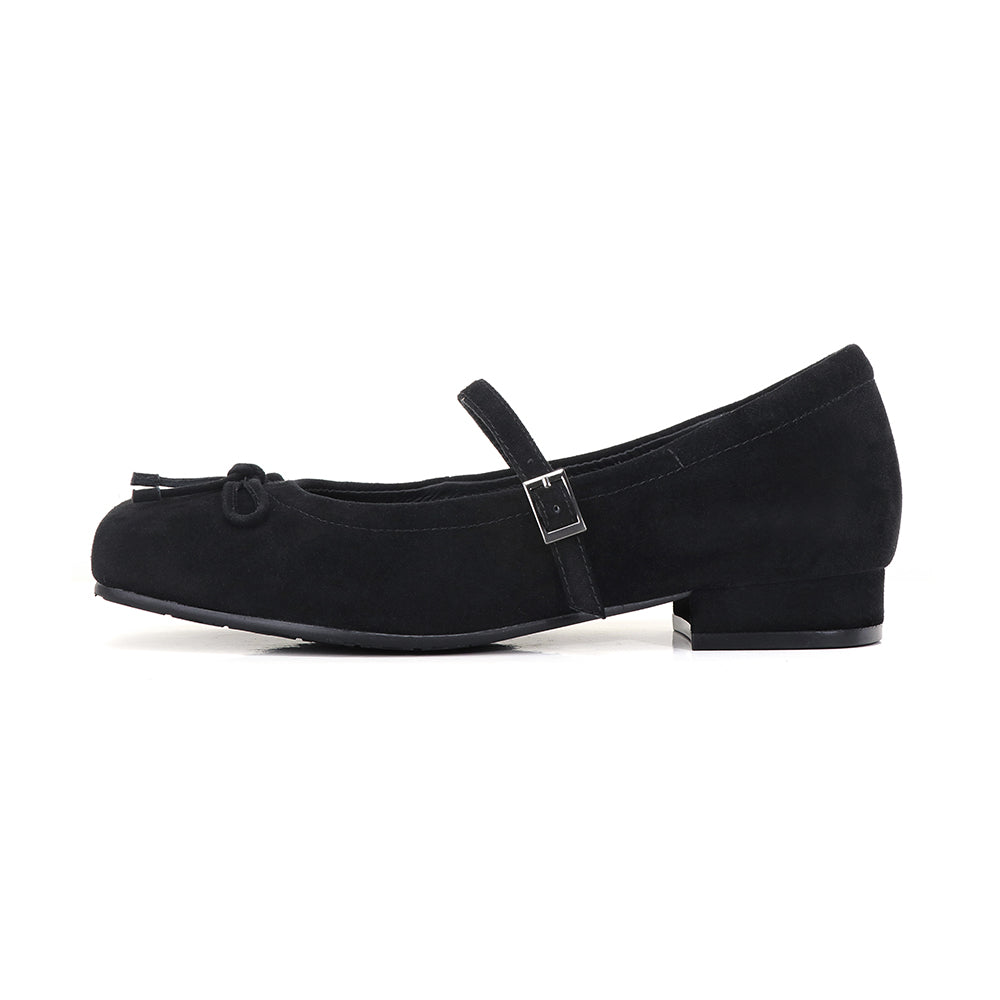 Genuine Suede Leather Square Toe 1.5in Heel Mary Jane