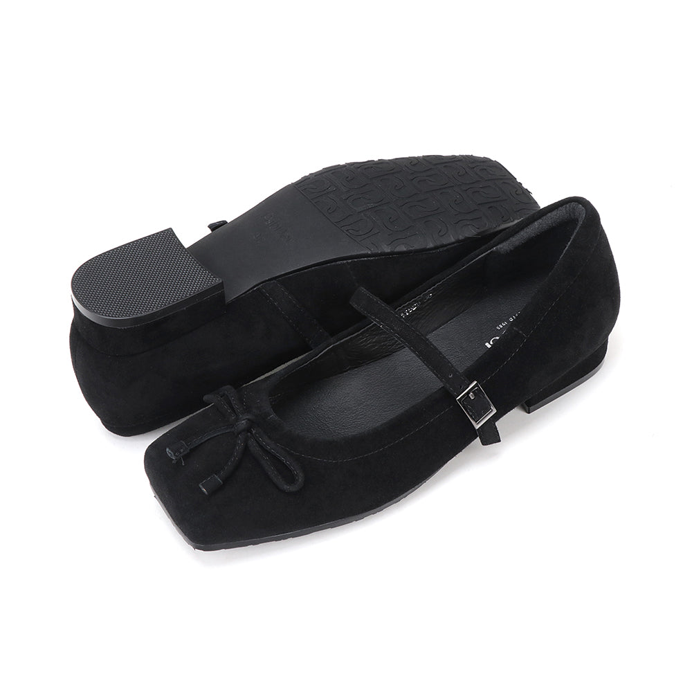 Genuine Suede Leather Square Toe 1.5in Heel Mary Jane