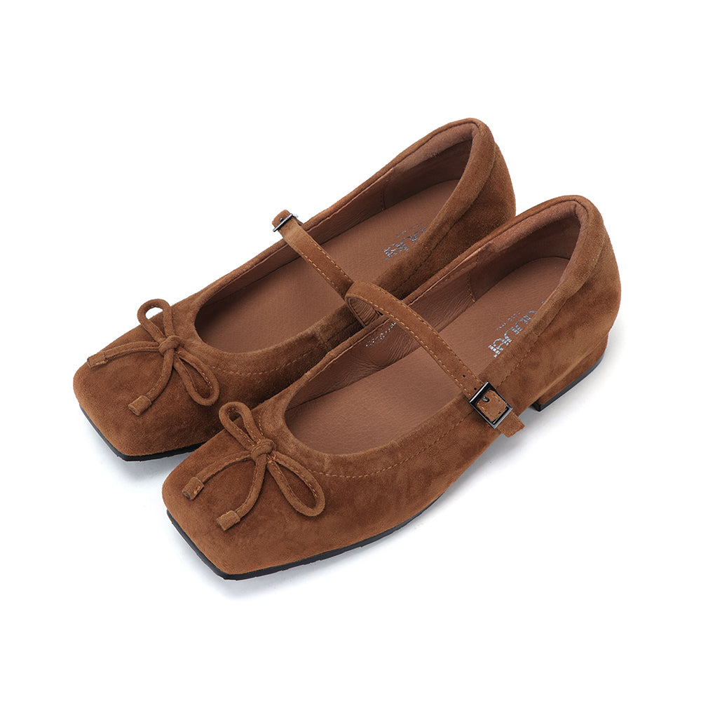 Genuine Suede Leather Square Toe 1.5in Heel Mary Jane