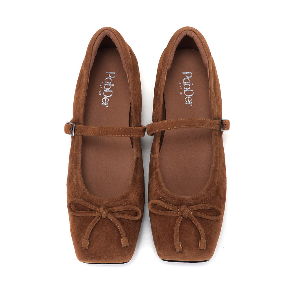 Genuine Suede Leather Square Toe 1.5in Heel Mary Jane