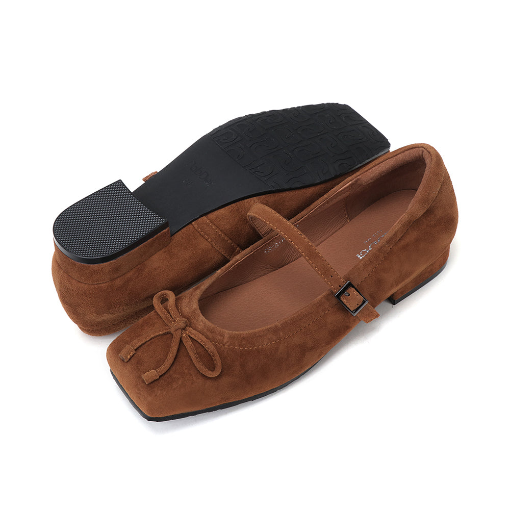 Genuine Suede Leather Square Toe 1.5in Heel Mary Jane