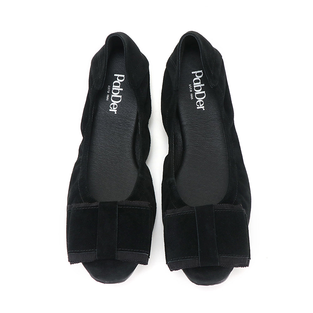 Suede Large Ribbon Ballet Flats