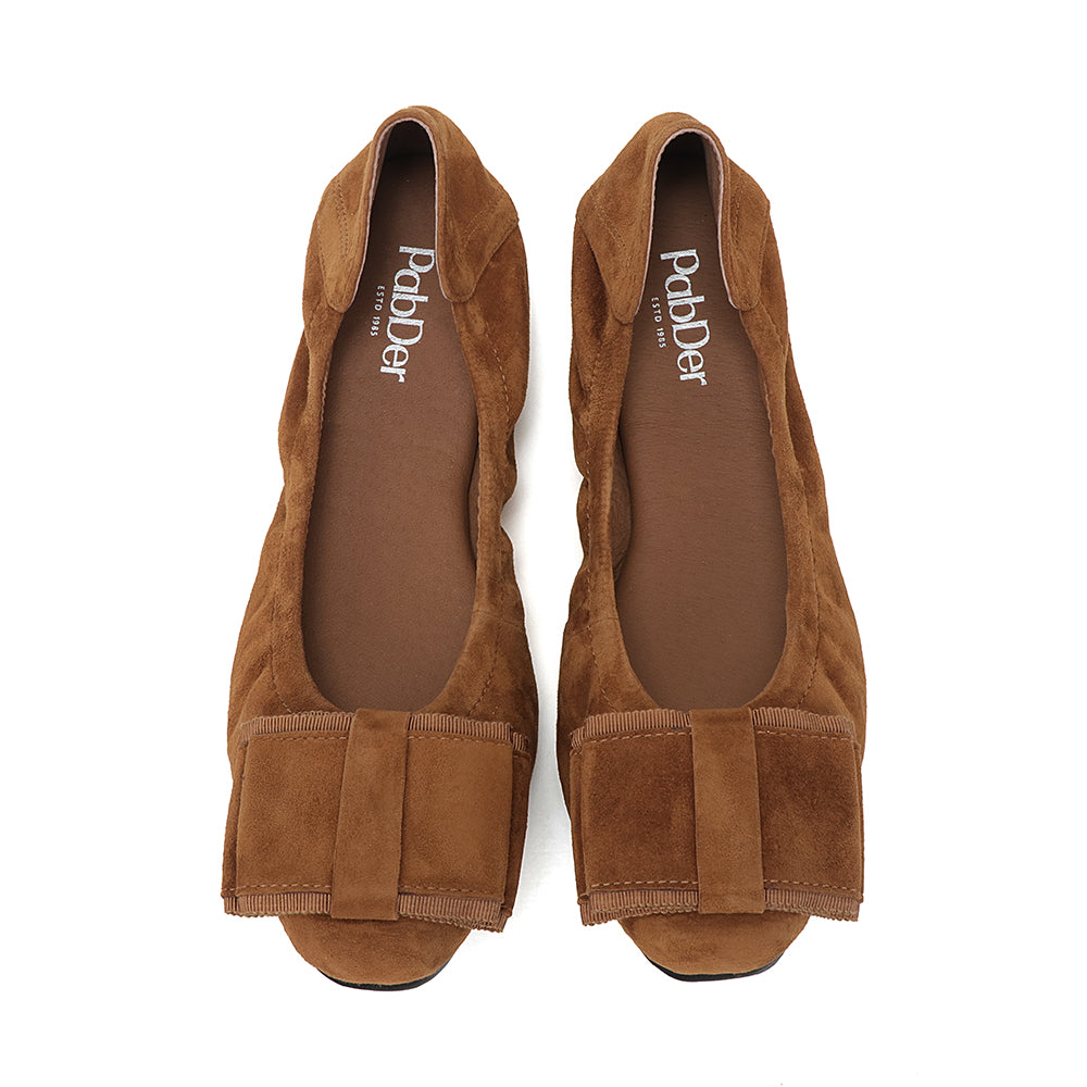 Suede Large Ribbon Ballet Flats