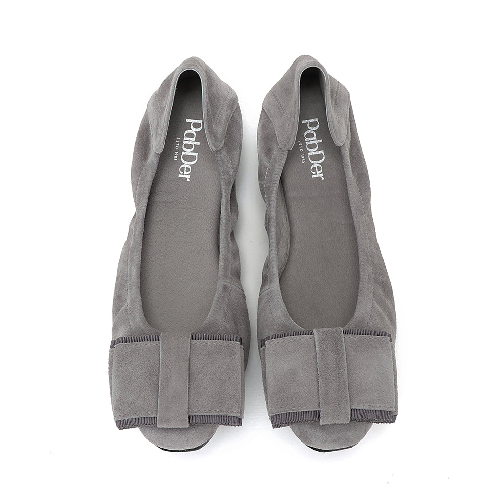 Suede Large Ribbon Ballet Flats