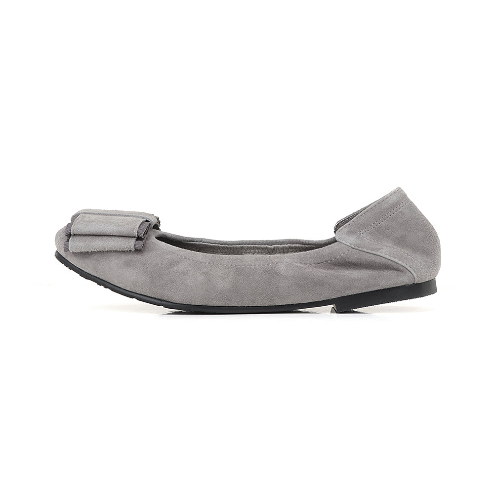 Suede Large Ribbon Ballet Flats