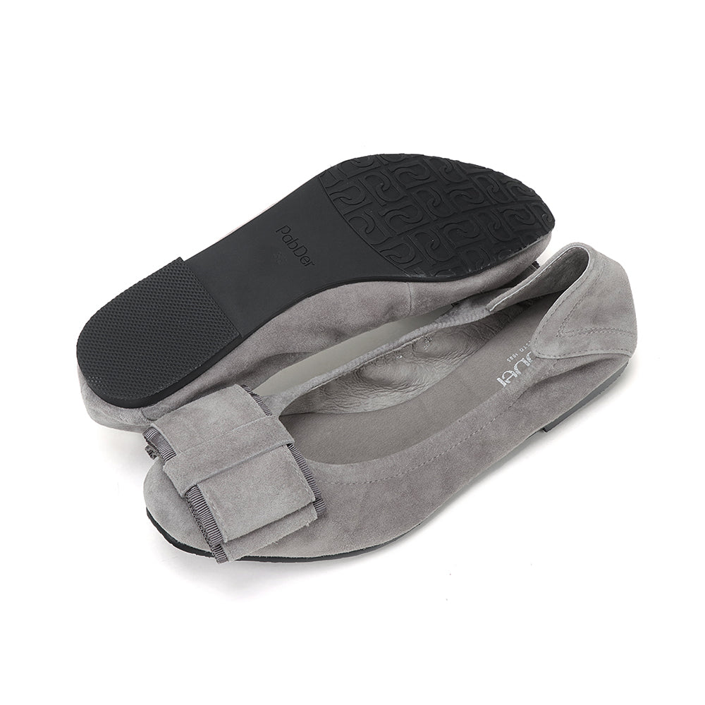 Suede Large Ribbon Ballet Flats