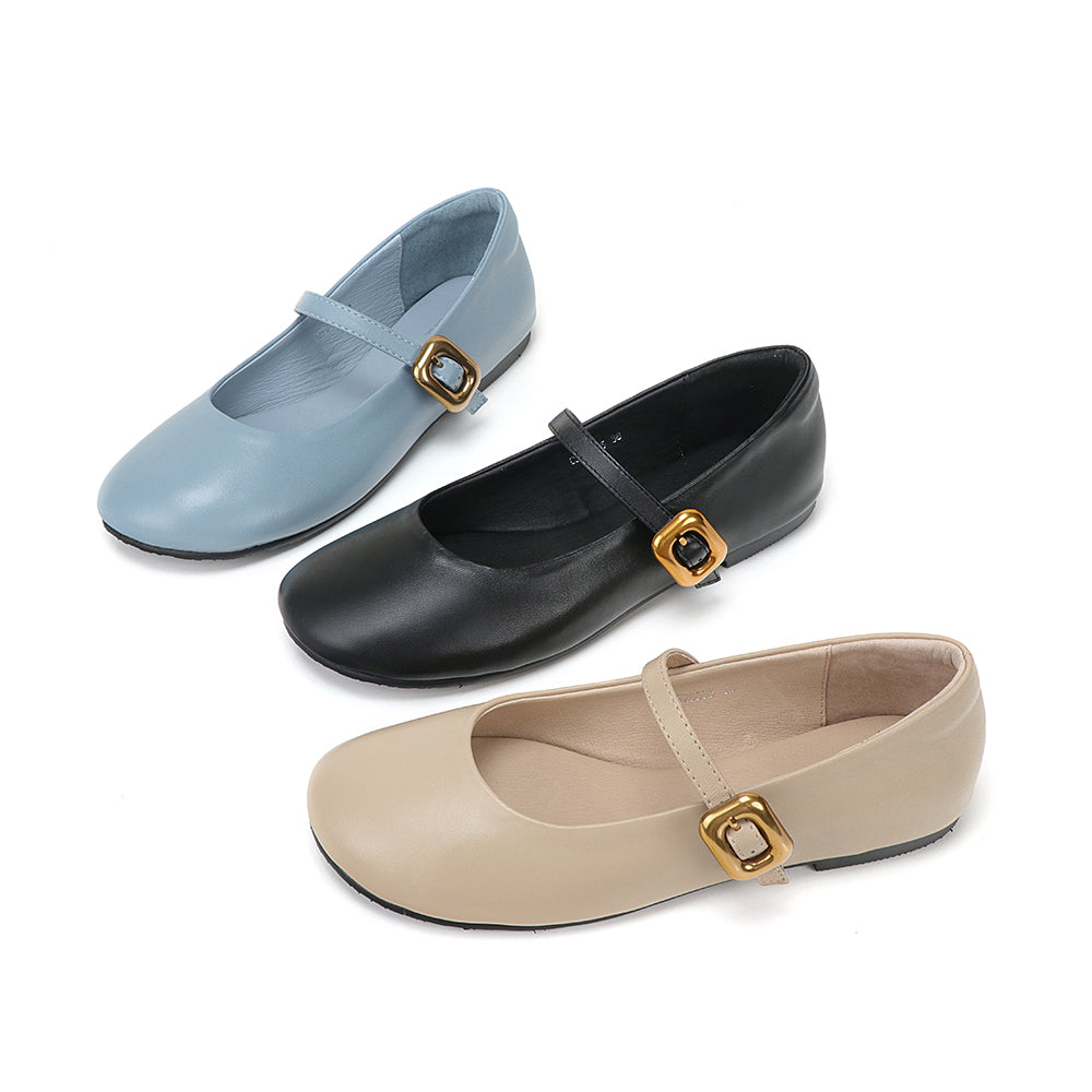 Round Toe Soft Leather Mary Jane