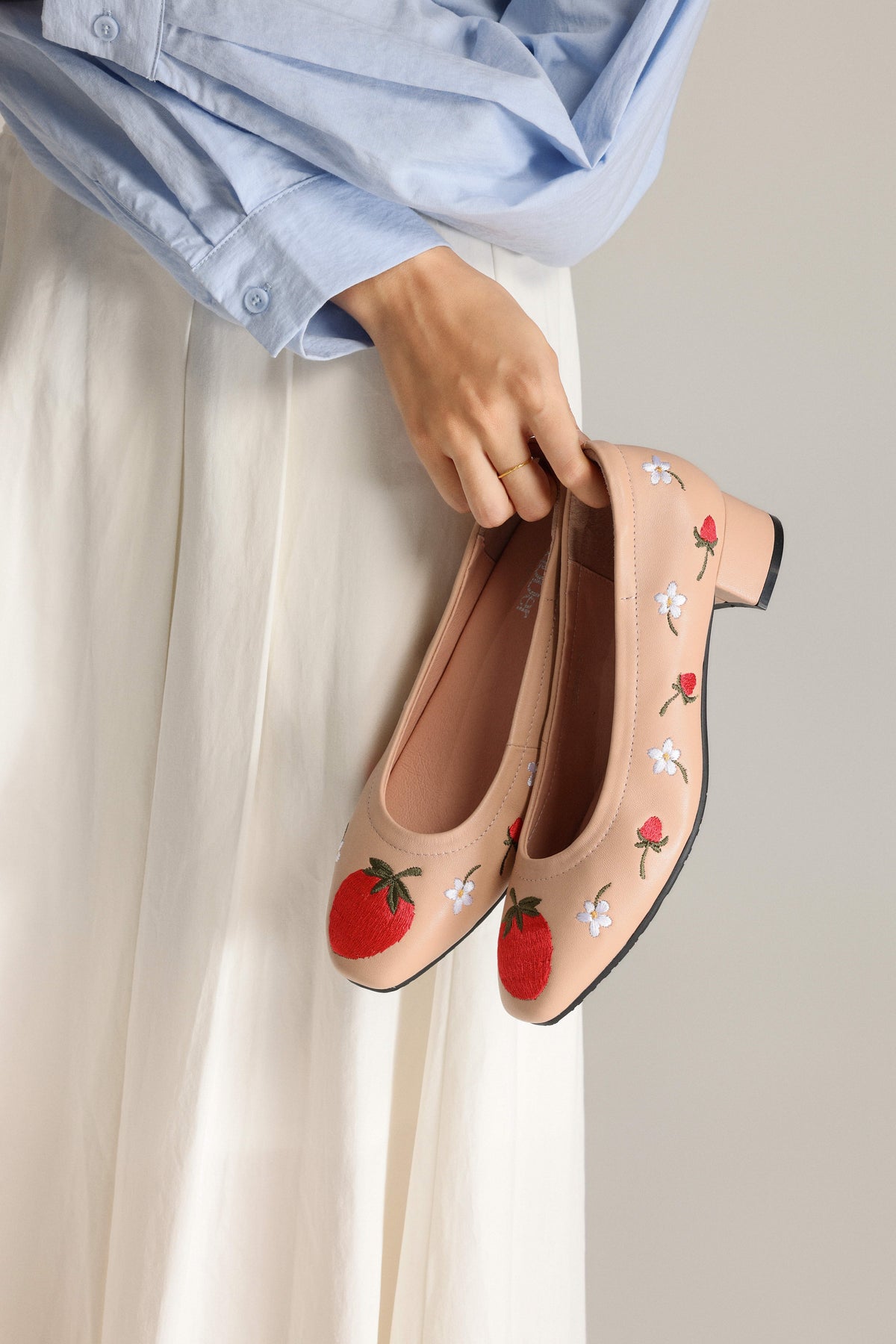 Strawberry Leather Heels CS26625