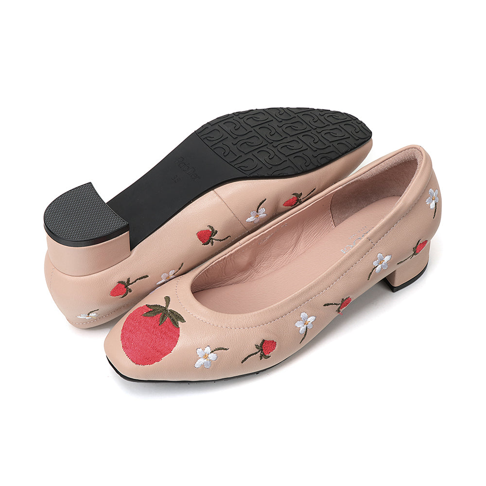 Strawberry Leather Heels CS26625