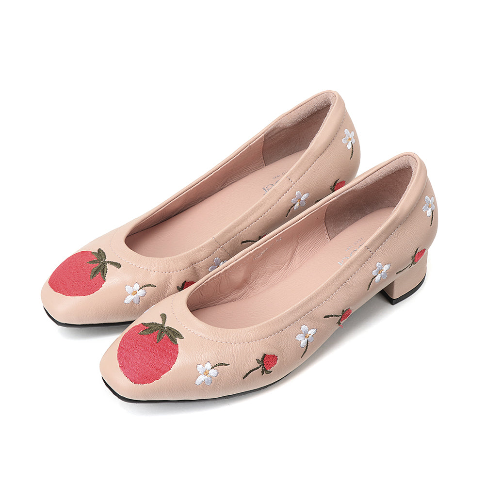 Strawberry Leather Heels CS26625