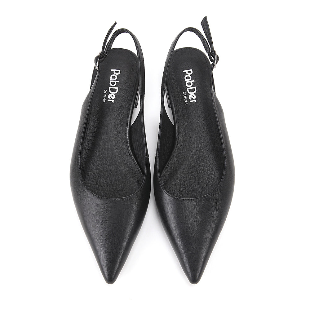 Pointed Toe Sling-Back Flats.