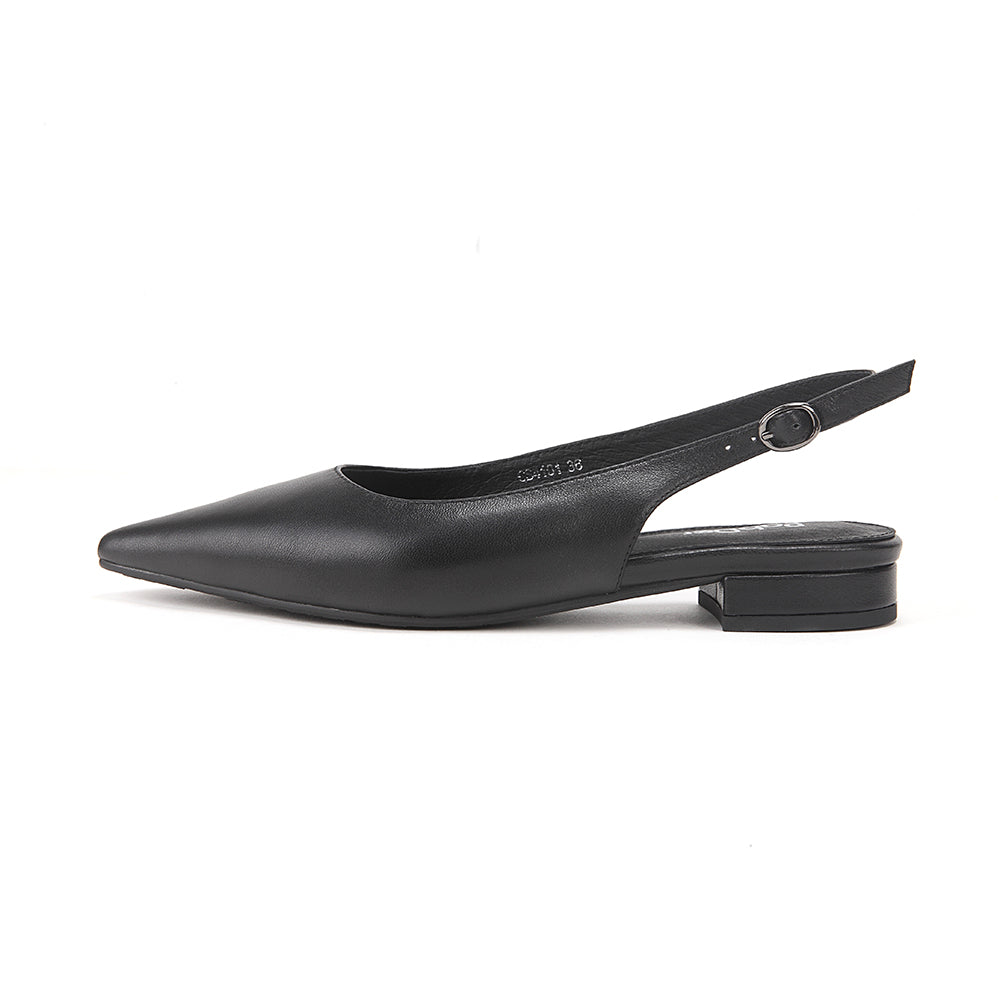 Pointed Toe Sling-Back Flats.