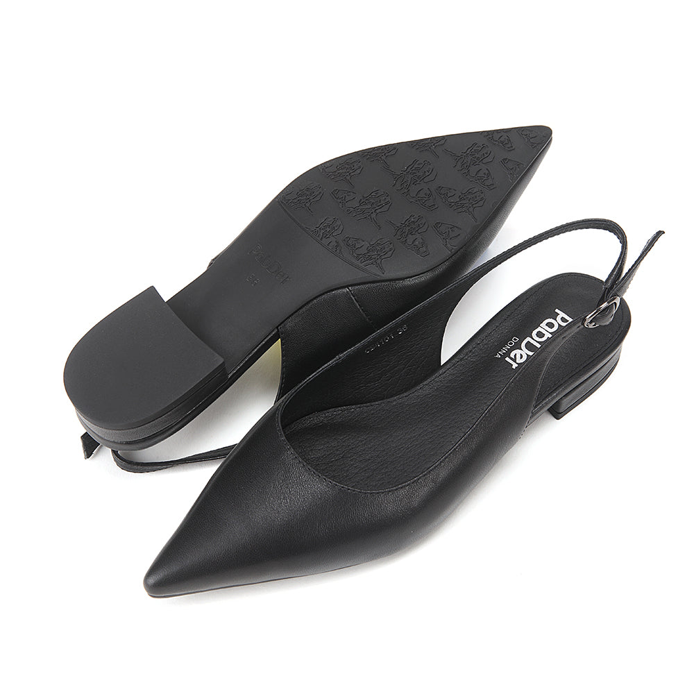 Pointed Toe Sling-Back Flats.