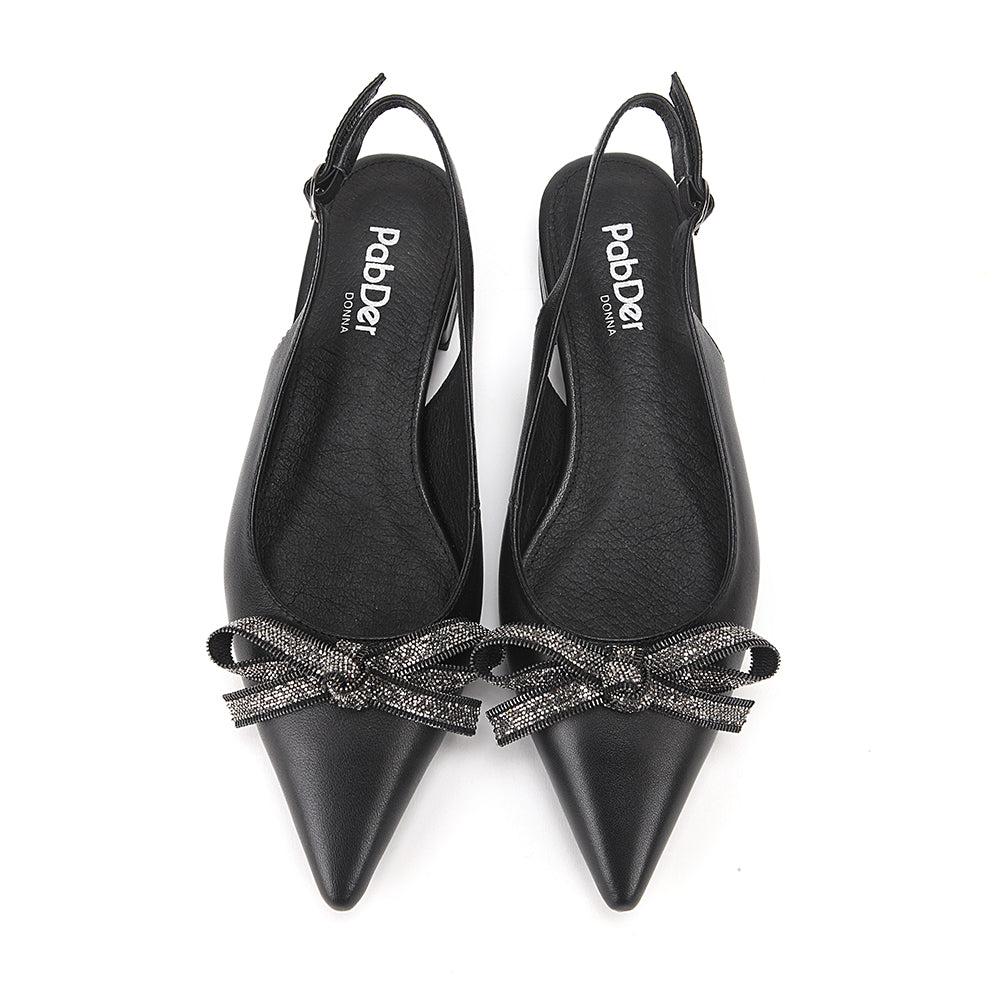 Pointed Sling-Back Flats With Ribbon