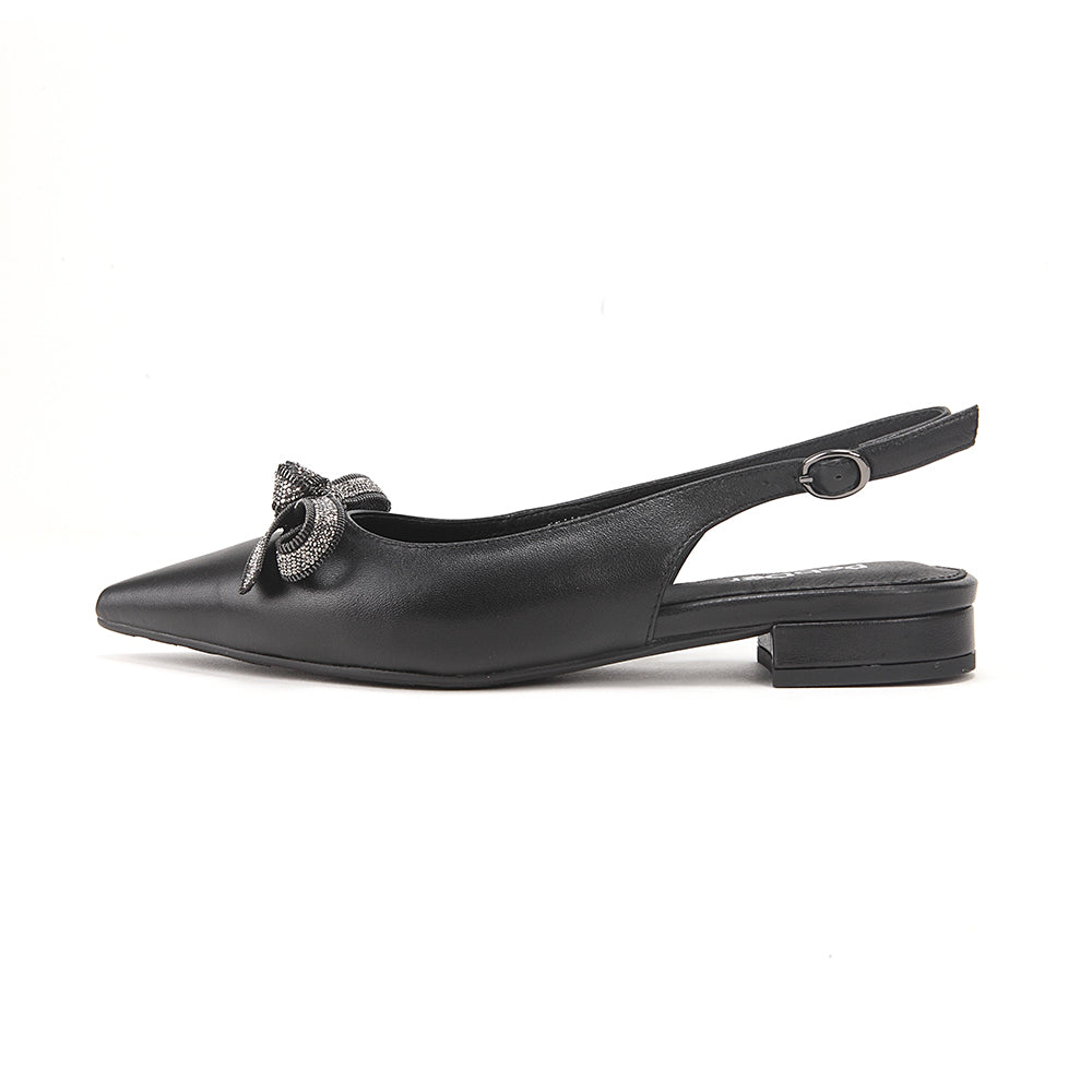 Pointed Sling-Back Flats With Ribbon