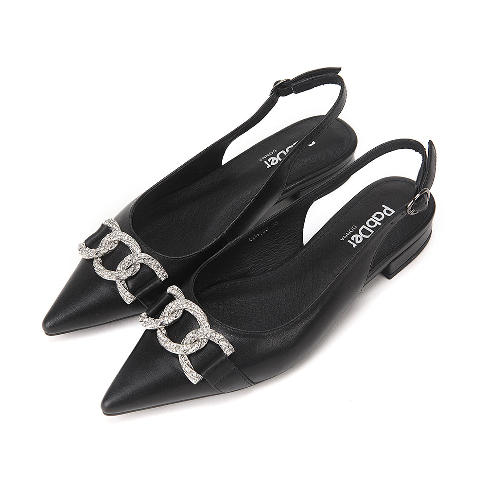 Sling-Back With Metallic Chain CS4103