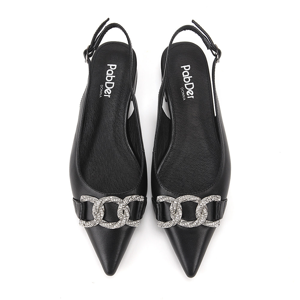 Sling-Back With Metallic Chain CS4103