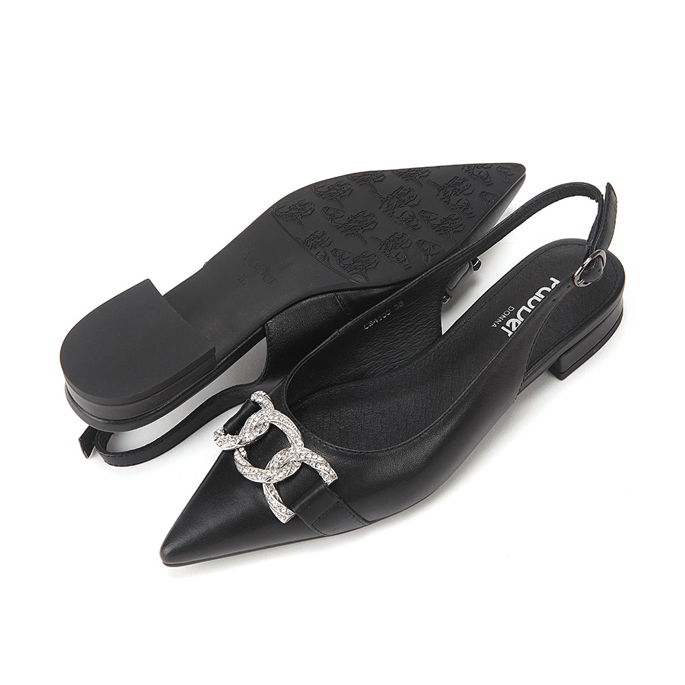 Sling-Back With Metallic Chain CS4103