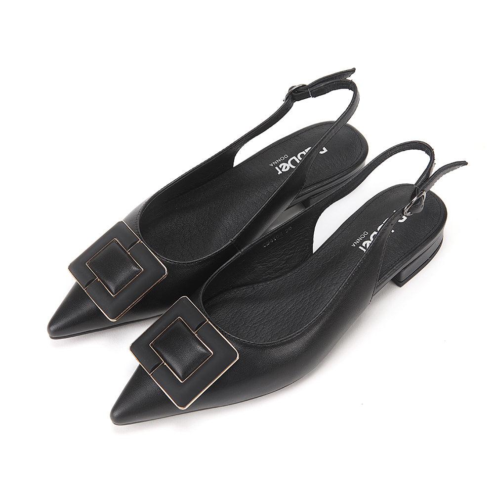 Sling-Back Sandals With Square Buckle