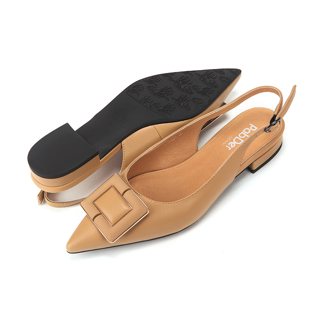 Sling-Back Sandals With Square Buckle