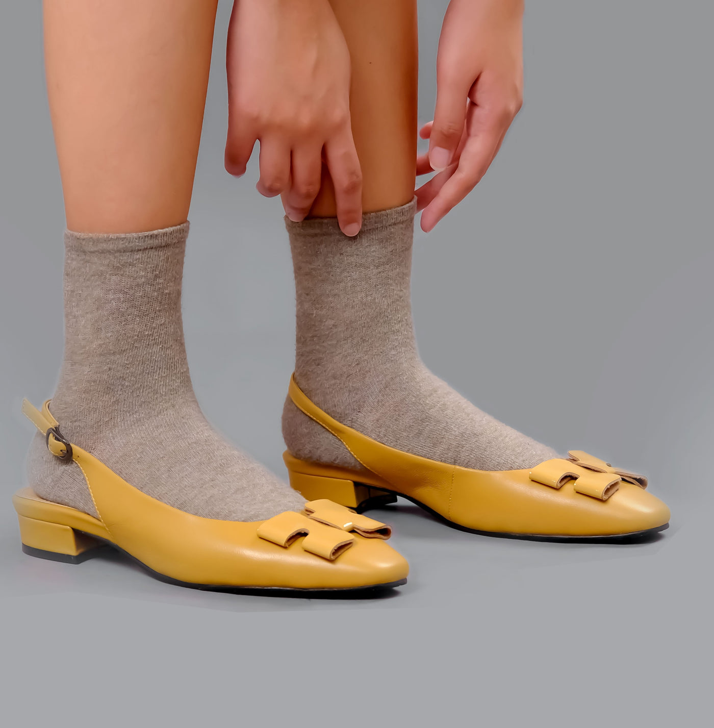 Ribbon Round Toe Sling-Back Sandals