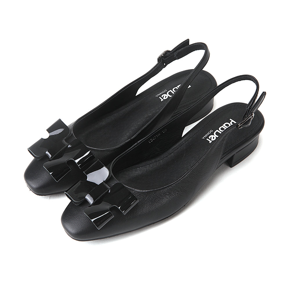 Ribbon Round Toe Sling-Back Sandals