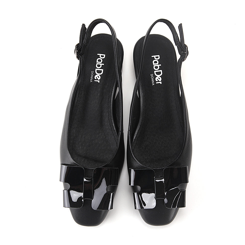 Ribbon Round Toe Sling-Back Sandals