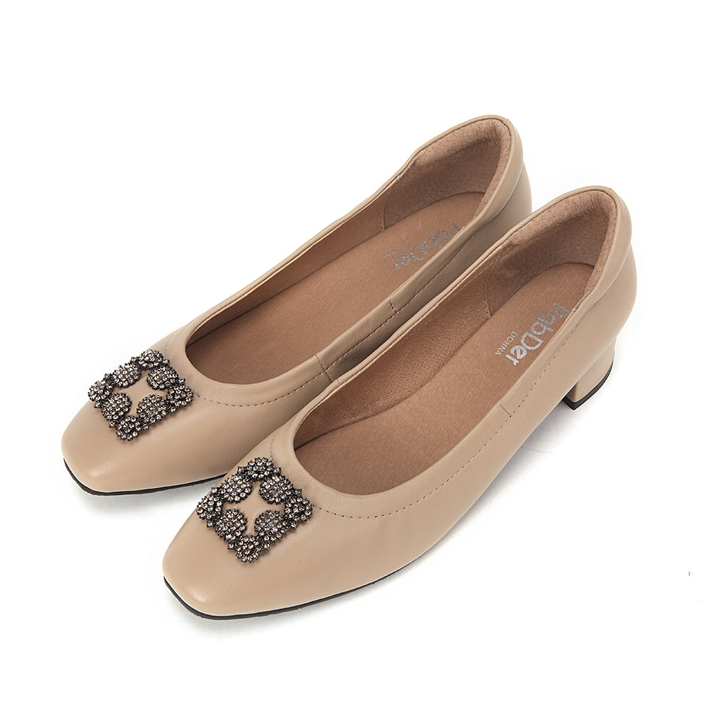 Round Toe Gem Heels