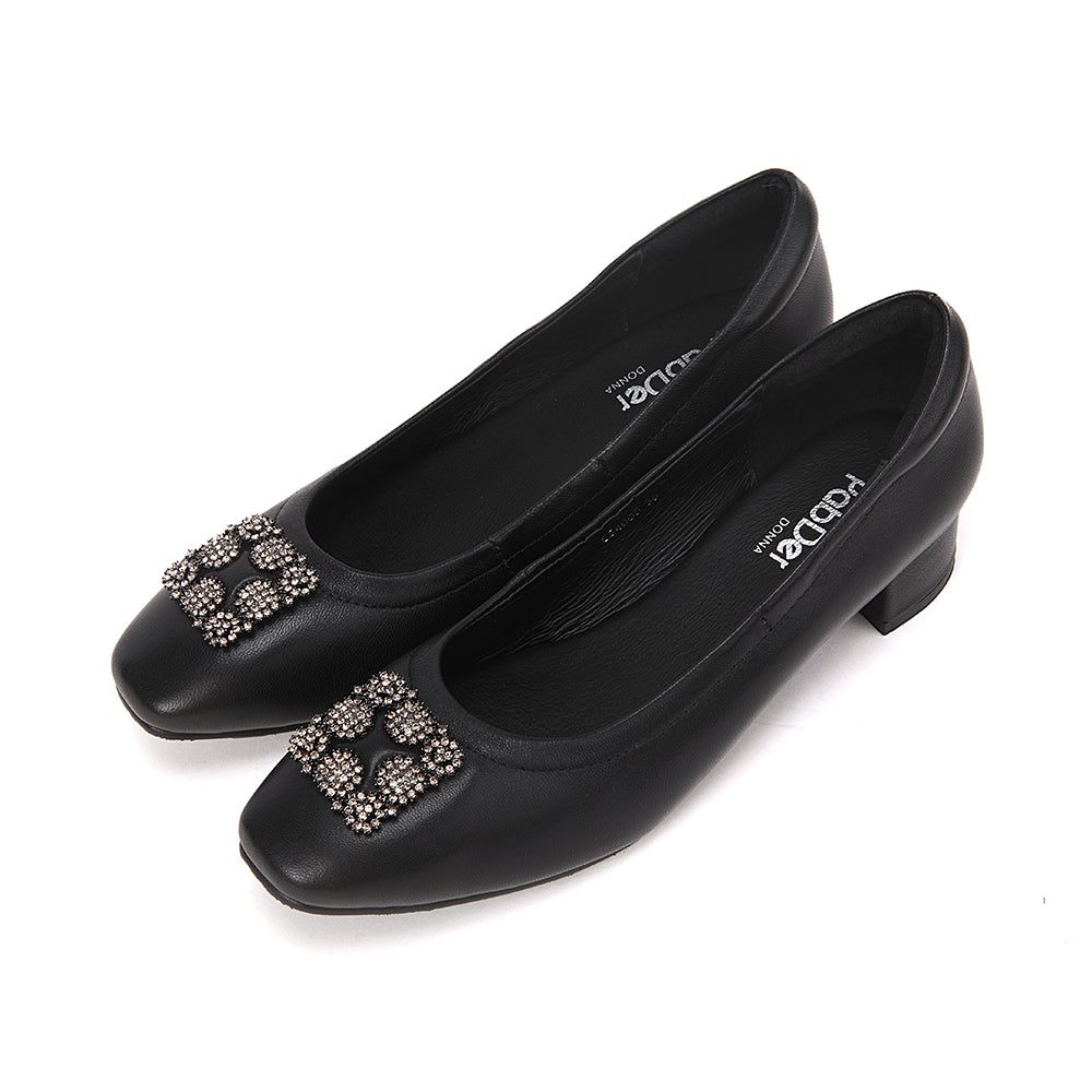 Round Toe Gem Heels