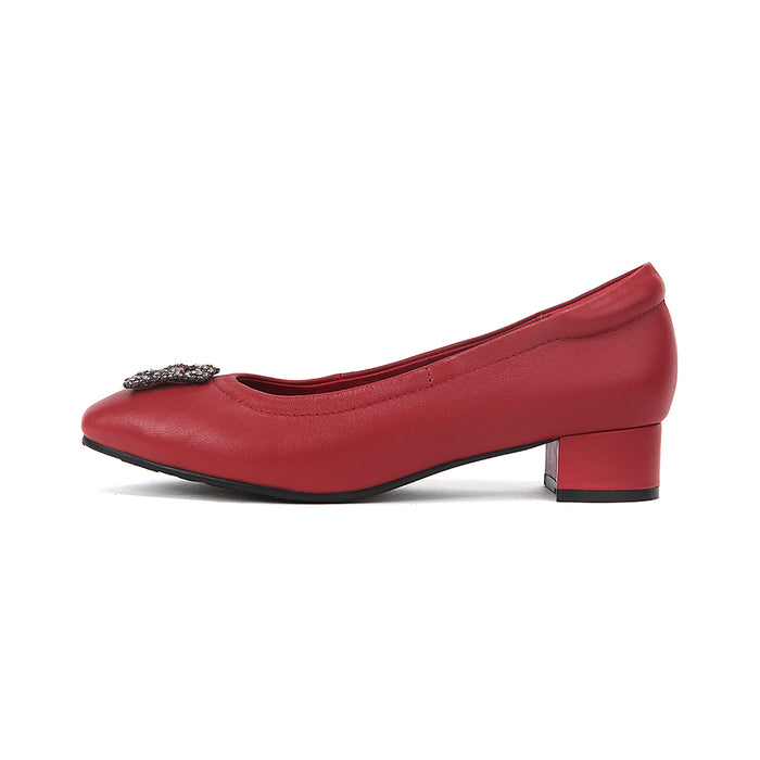 Round Toe Gem Heels