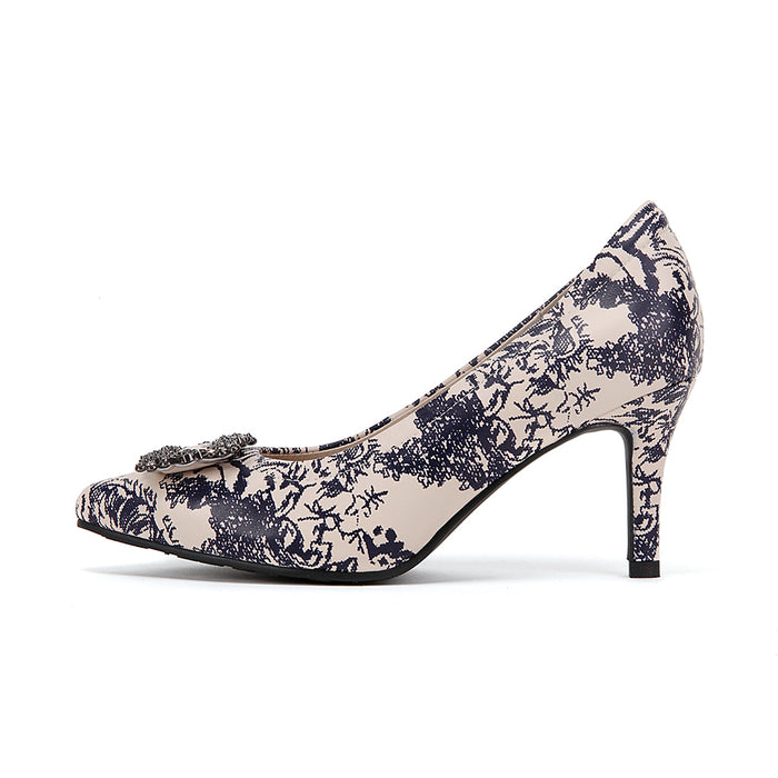 Porcelain Rhinestone High Heels