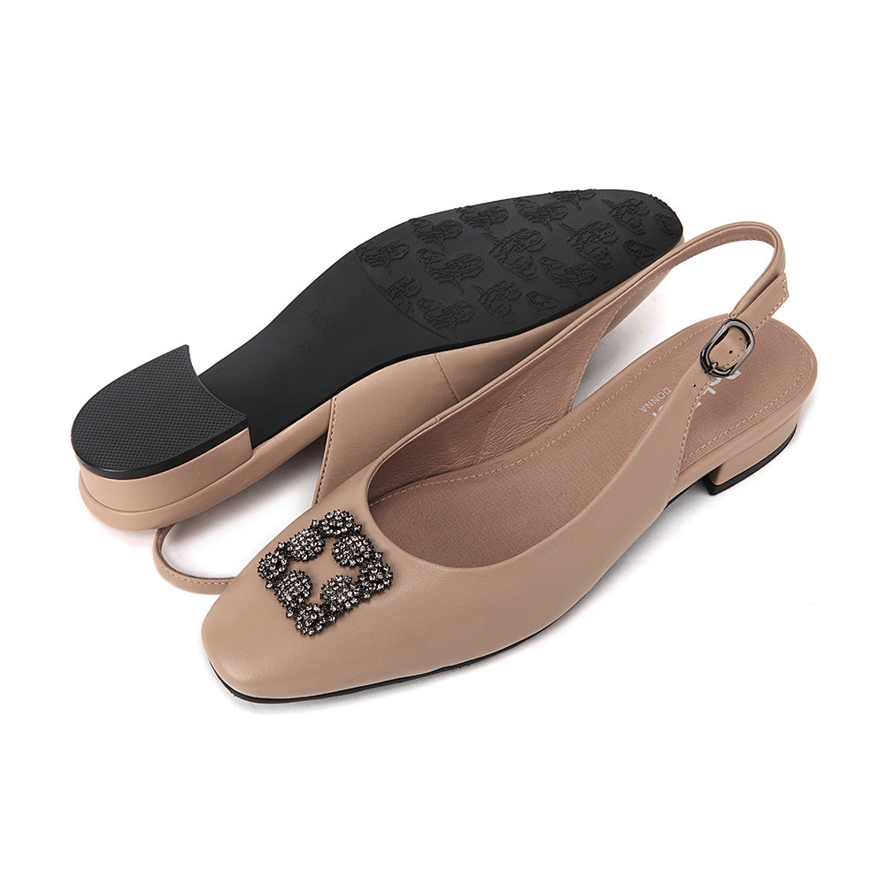 Round Toe Gem Sling-Back