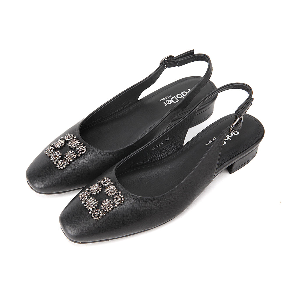 Round Toe Gem Sling-Back