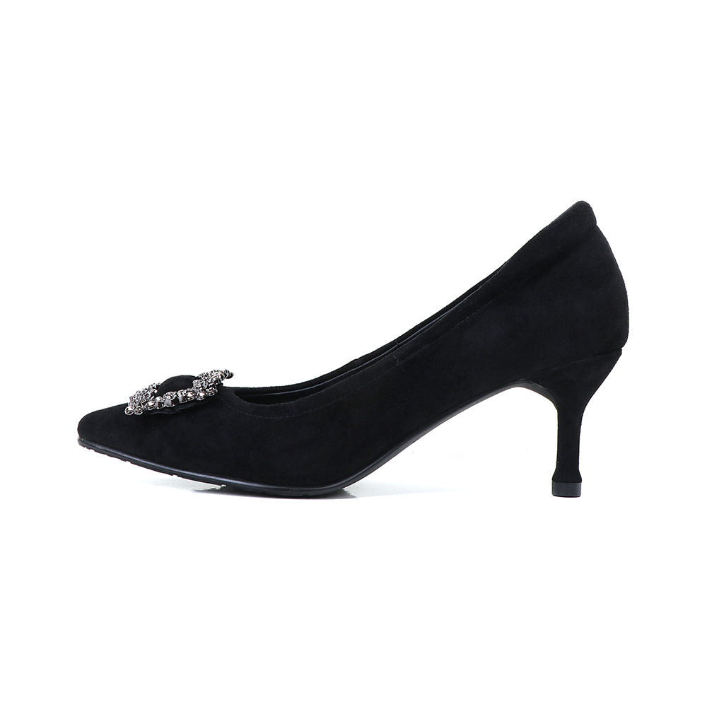 Suede Rhinestone High Heels