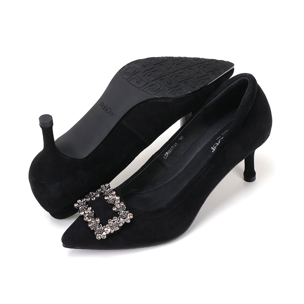Suede Rhinestone High Heels
