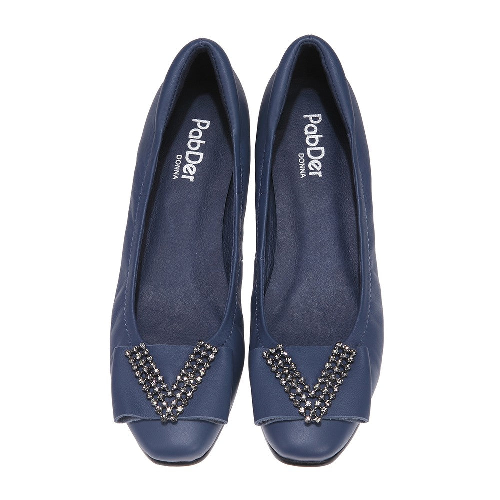 Ladies V-Shape Décor Round Toe 1in Heels CS9151
