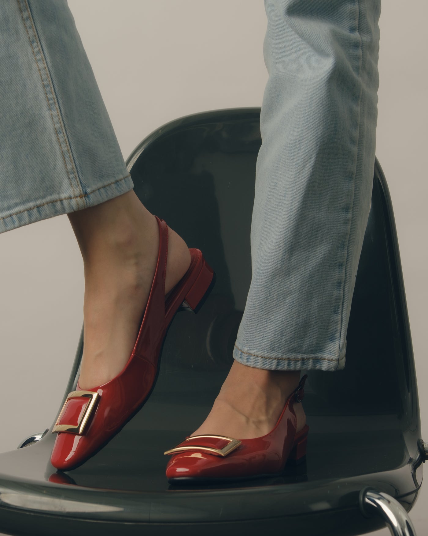 Patent Leather Sling-Back Sandals