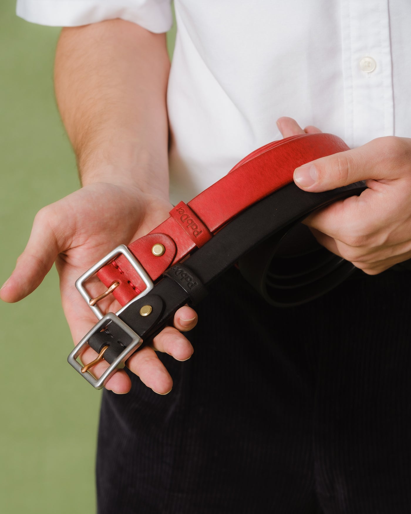 Needle Point Leather Belt